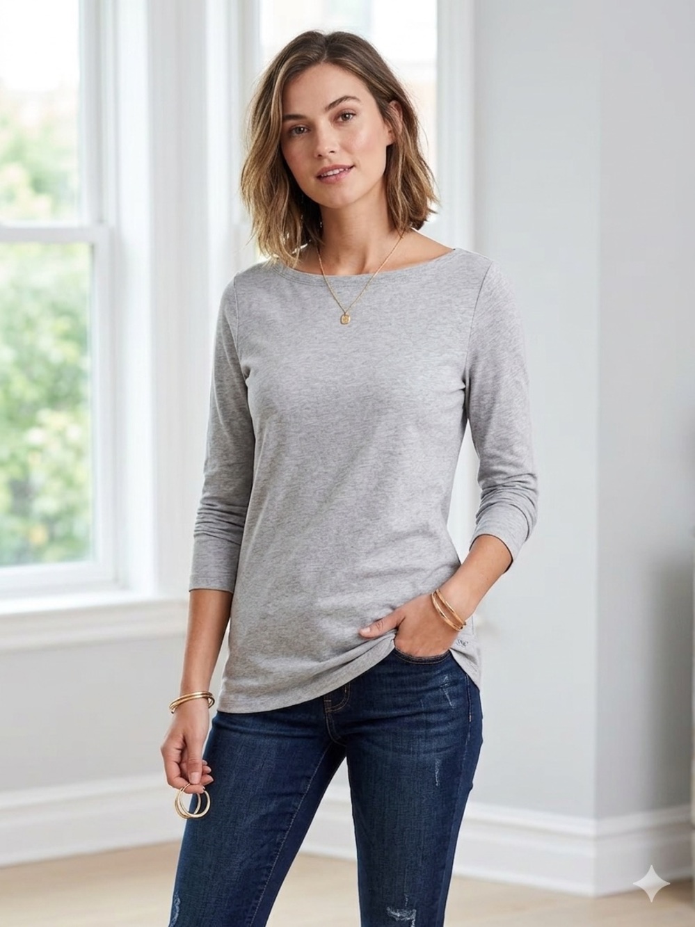 Vineyard Vines Quarter Sleeve Boatneck Top - Grey